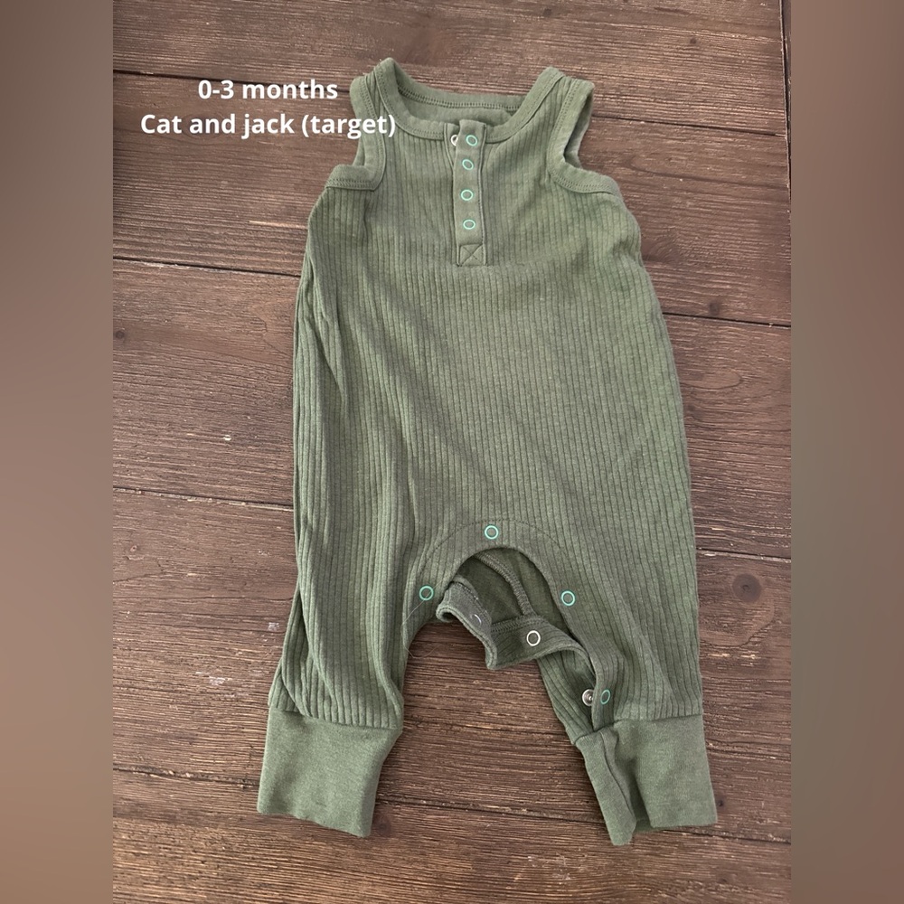 Green one piece baby outfit from Cat & Jack (Target) size 0-3 months.